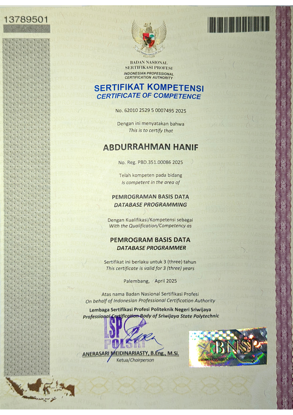 Sertifikat Pemrograman Database